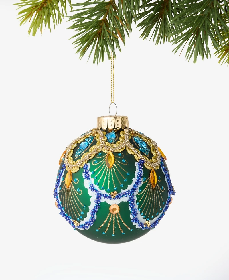 Holiday Lane Peacock Embellished Ball Ornament, Macy's Exclusive
