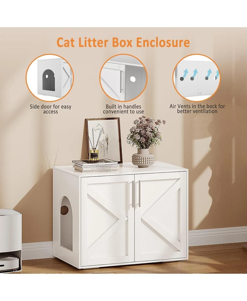 Gaomon Cat Litter Box Enclosure,Hidden Litter Box Furniture,Wooden Litter Box Enclosure Furniture,Indoor Cat House,Side End Table, Tv Stand