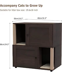 Gaomon Cat Litter Box Enclosure for 2 Cats, Double Hidden Litter Box Furniture Cabinet with 2 Scratch Mat and Scratch Post
