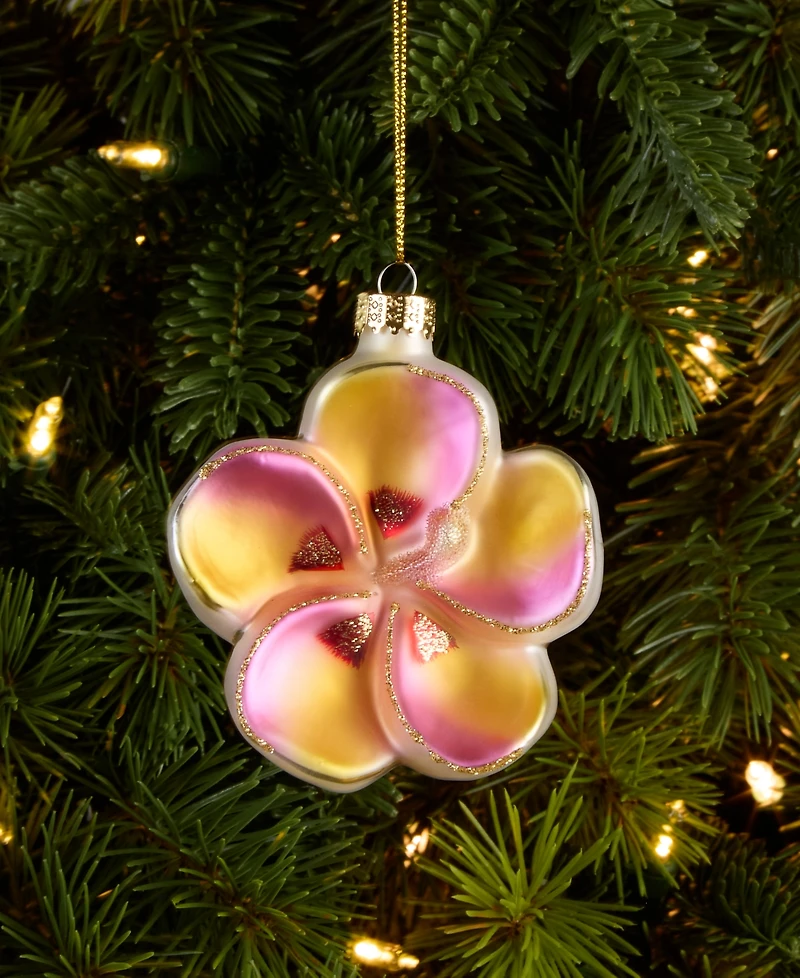 Holiday Lane Hawaii Pink & Gold Flower Ornament, Exclusively at Macy's