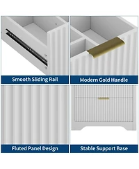 gaomon Fluted Bathroom Vanity with Ceramic Sink Freestanding Cabinet with Soft-Close Drawers and 1 Rotating-Down Drawer