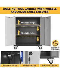Gaomon Heavy Duty Metal Locking Garage Tool Cabinet with Adjustable Shelf, Rolling Wheels