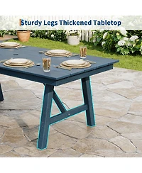 GarveeLife Outdoor Dining Table Set for 6, 7-Piece Patio Hdpe Slatted Table and Chairs Set with Umbrella Hole, All-Weather for Backyard