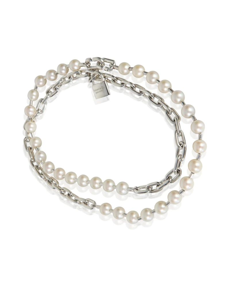 Pre-Owned Tiffany & Co Sterling Silver Pearl HardWear Wrap Necklace