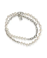 Pre-Owned Tiffany & Co Sterling Silver Pearl HardWear Wrap Necklace