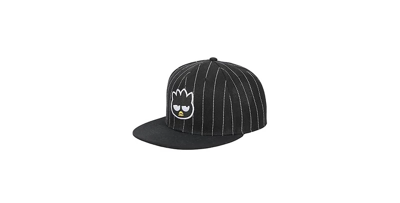 Hello Kitty Men's Badtz-Maru Embroidered Character Face Black Striped Poly Wool Baseball Hat