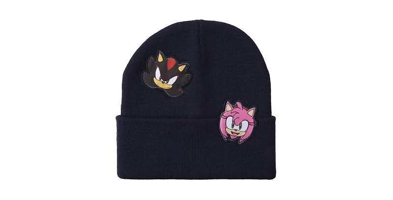 Sonic the Hedgehog Men's Printed Character Patches Navy Cuff Beanie