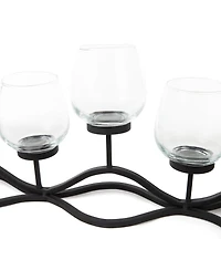 Danya B. Wavy Iron and Glass Hurricane Candleholder