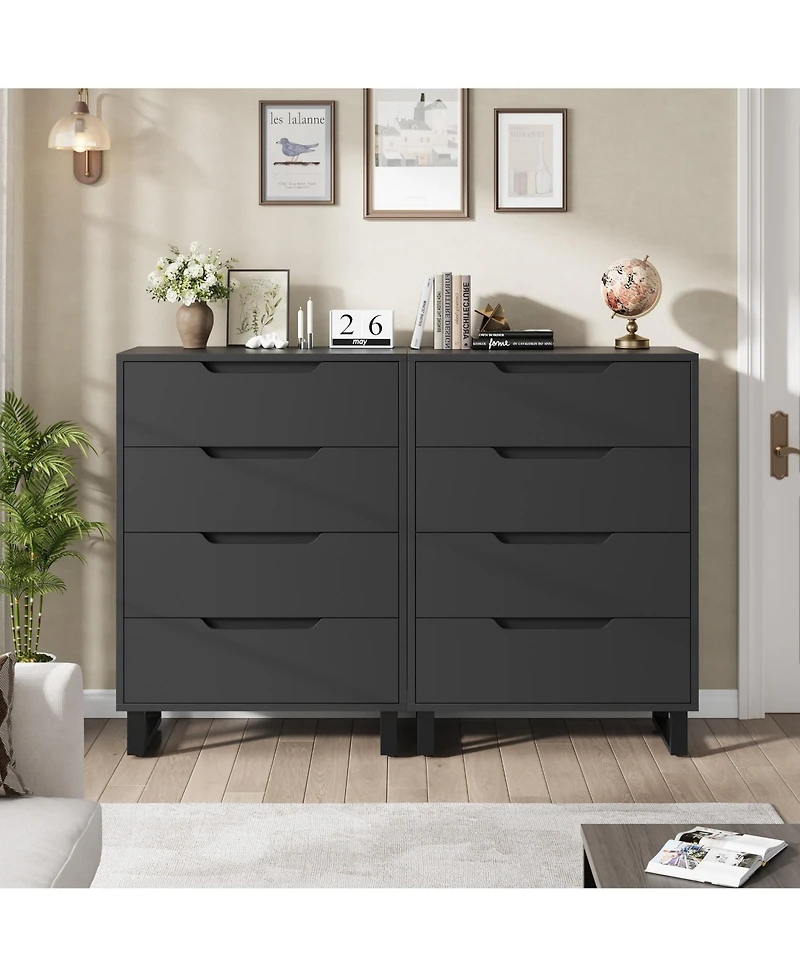 homfan 4 Dresser for Bedroom, 41.7" Tall Dresser, Freestanding Vertical Drawer Cabinet with Storage, Wooden Closet Storage Chest Living Room