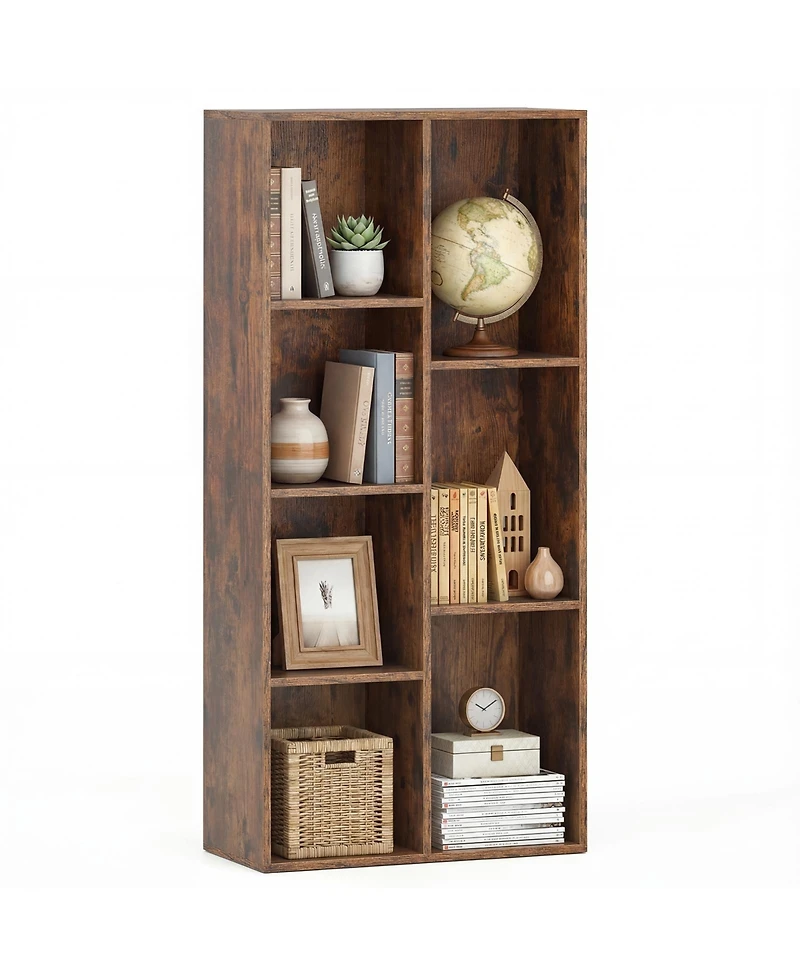 Gymax 7-Cube Bookcase Vertical or Horizontal Freestanding Bookshelf with 7 Compartments