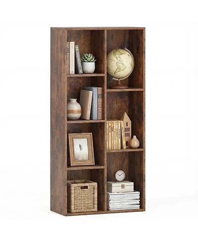 Gymax 7-Cube Bookcase Vertical or Horizontal Freestanding Bookshelf with 7 Compartments