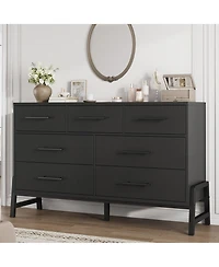 homfan 7 Dresser for Bedroom, Freestanding 52" Wide Drawer with Storage, Wooden Closet Storage Chest Living Room, Entryway