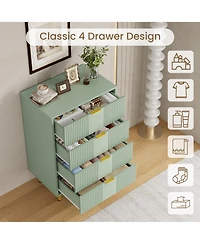 homfan Tall Modern Fluted Dresser with Metal Handles, Space-Saving Wooden Storage Chest Multi Drawer Options for Bedroom, Living Room and Hallway