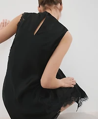 Mango Women's Lace Details Satin Dress