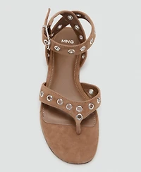 Mango Women's Eyelet Straps Leather Sandals