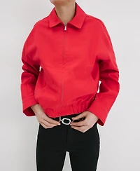 Mango Women's Shirt Collar Bomber Jacket