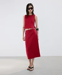Mango Women's Linen Midi Skirt