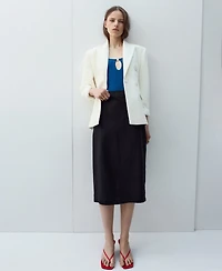 Mango Women's Linen Midi Skirt