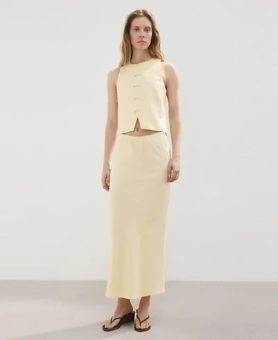 Mango Women's Linen-Blend Straight Skirt