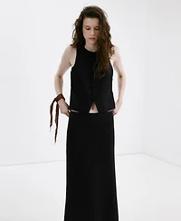 Mango Women's Linen-Blend Straight Skirt