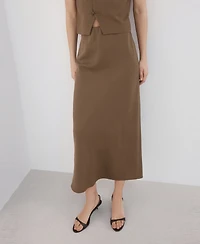 Mango Women's Linen-Blend Straight Skirt