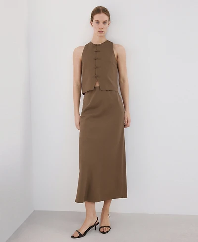 Mango Women's Linen-Blend Straight Skirt