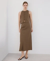 Mango Women's Linen-Blend Straight Skirt