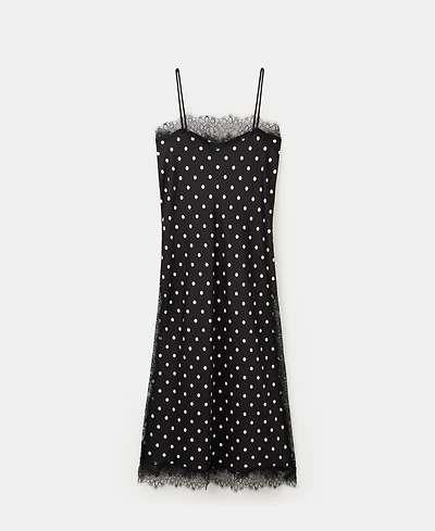 Mango Women's Long Polka-Dot Lace Top