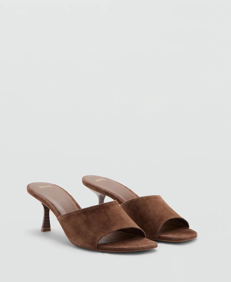 Mango Women's Suede Kitten Heel Sandals