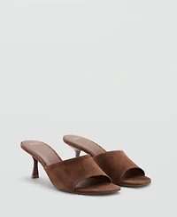 Mango Women's Suede Kitten Heel Sandals