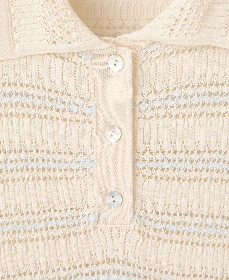 Mango Women's Lace Accents Striped Knit Sweater