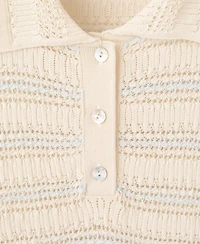 Mango Women's Lace Accents Striped Knit Sweater