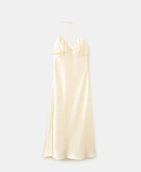 Mango Women's Satin V-Neck Dress