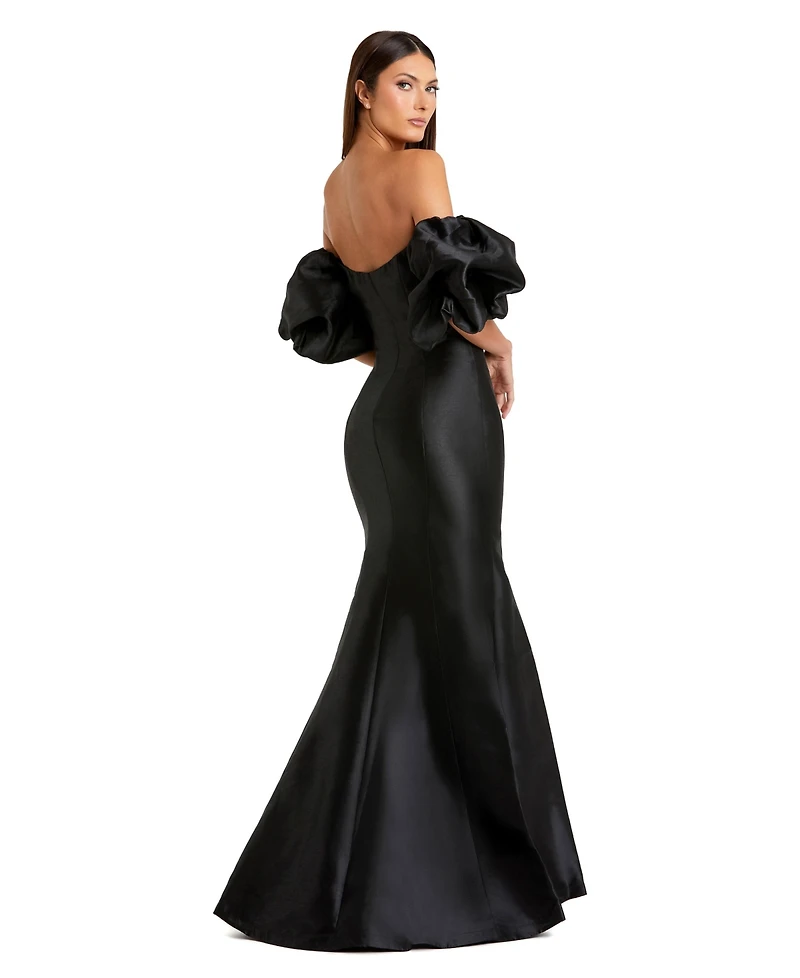 Mac Duggal Petite Sweetheart Off The Shoulder Puff Sleeve Gown