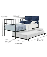 Gymax Twin Trundle DayBed With 4 Casters Mattress Platform Bed Sofa