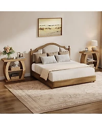 Tribesigns 3-Tier Side Table with Curved Frame, Farmhouse Narrow Bedside Table, Wooden End Table