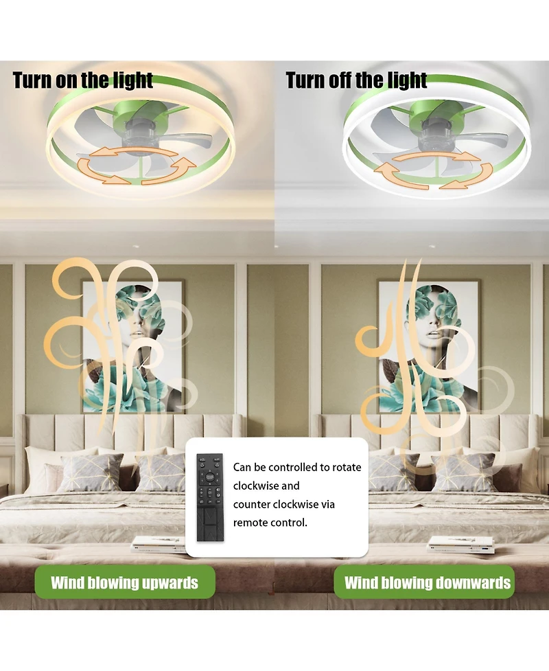 Clihome Ceiling Fans with Lights Dimmable Led Embedded Installation