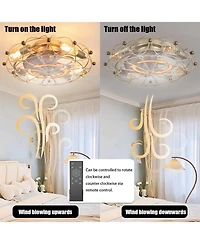 Clihome Low Profile Caged Ceiling Fan, Embedded Industrial Fan with Lights Remote Control