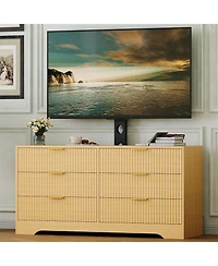 gaomon 6 Drawers, Wood Dresser Entertainment Center, Modern Media Console Table for Living Room, Bedroom