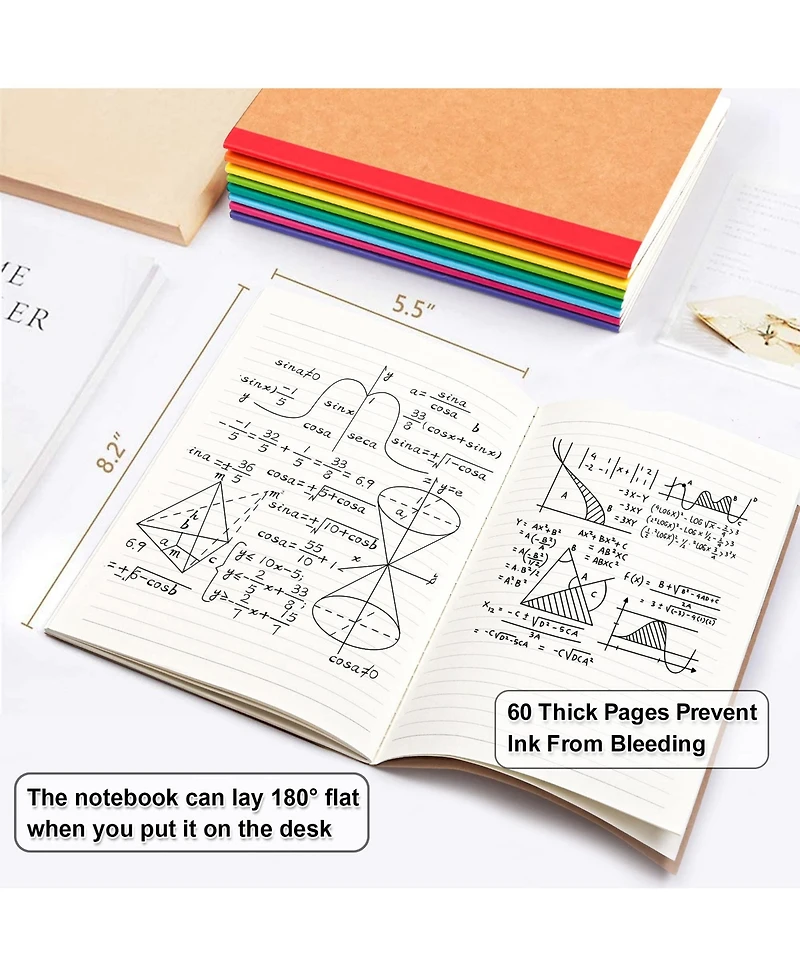 Gnuadz Composition Notebooks Lined Blank College Ruled Travel Journals Rainbow Spines
