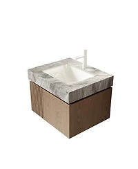 Sillysis Italian Wall Mount Bathroom Vanity with Sintered Stone Countertop, Ceramic Sink, Soft Close Cabinet