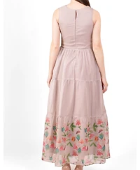 Raas Women's Floral Organza Tiered Maxi Dress