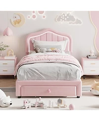 gaomon Upholstered Bed Frame with Storage Drawer and Smart Led Headboard