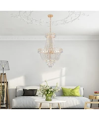 Clihome Gold Crystal Chandeliers, Large Contemporary Luxury Ceiling Lighting (Without Bulb)