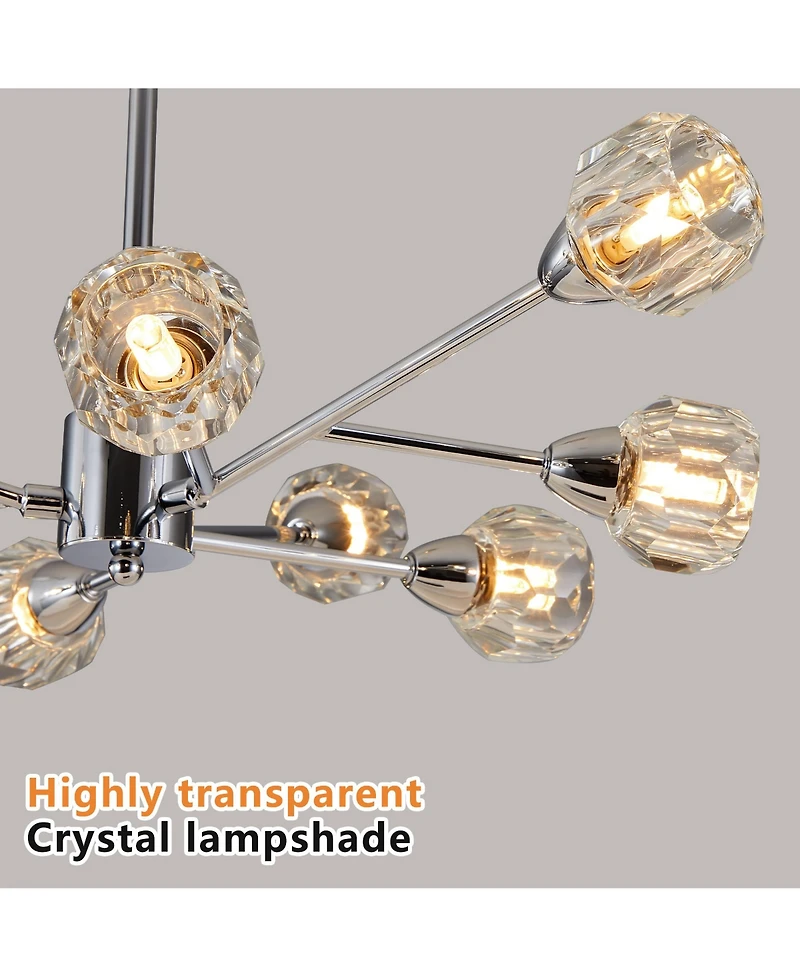 Clihome Modern Crystal Chandeliers, 9 Lights Chandelier, Kitchen Light Fixtures (Bulbs Not Included)