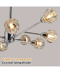 Clihome Modern Crystal Chandeliers, 9 Lights Chandelier, Kitchen Light Fixtures (Bulbs Not Included)