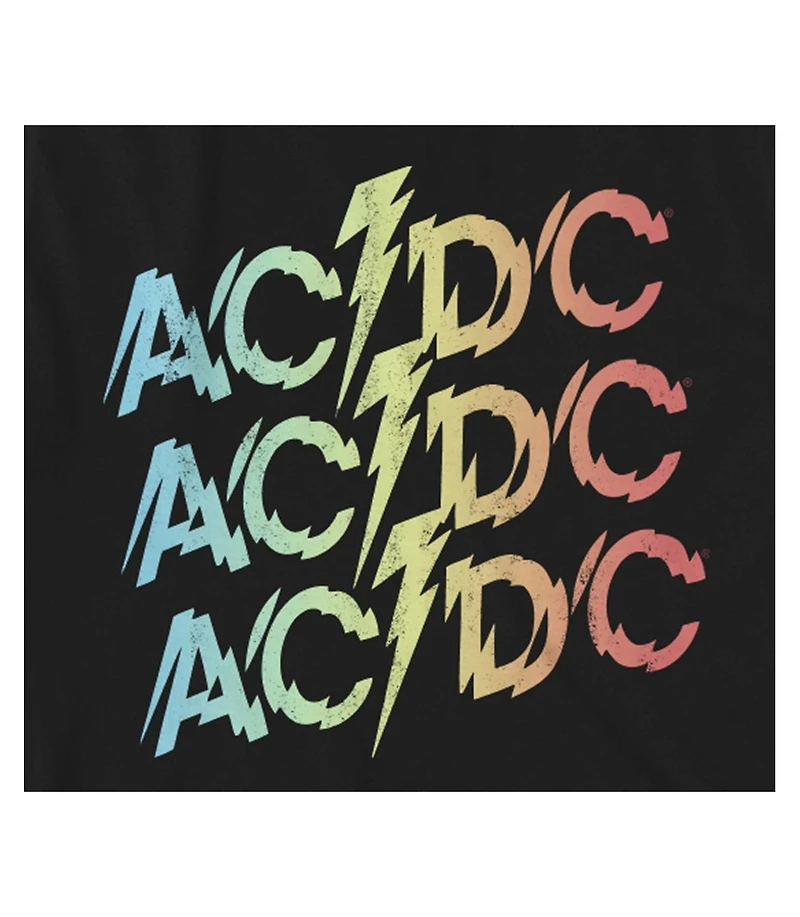 Ac/Dc Boys Acdc Rock Band Logo Youth Black Short Sleeve Graphic Tee Shirt-Small