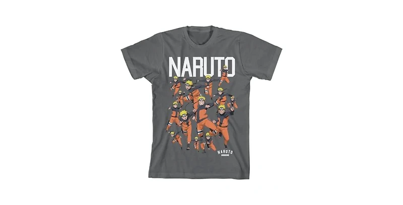 Naruto Character Squad Youth Charcoal Gray Graphic Tee