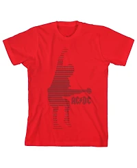 Ac/Dc Boys Acdc Red Angus Young Silhouette Youth Short Sleeve Crew Neck Tee-xs