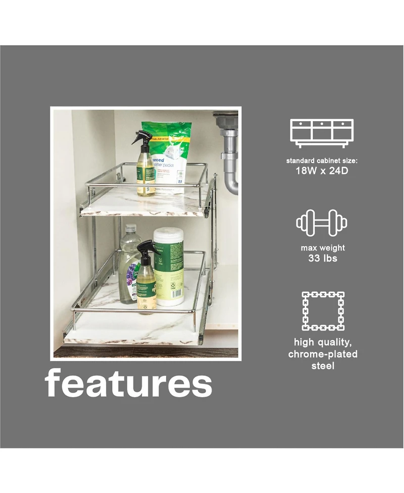 Household Essentials Glidez Steel Pull-Out Storage Organizer, 2-Tier Design